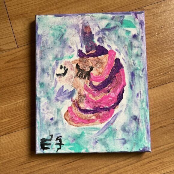 💜 Unicorn Painting Horse Original Art Abstract Artwork Canvas Animal Painting - Picture 1 of 3